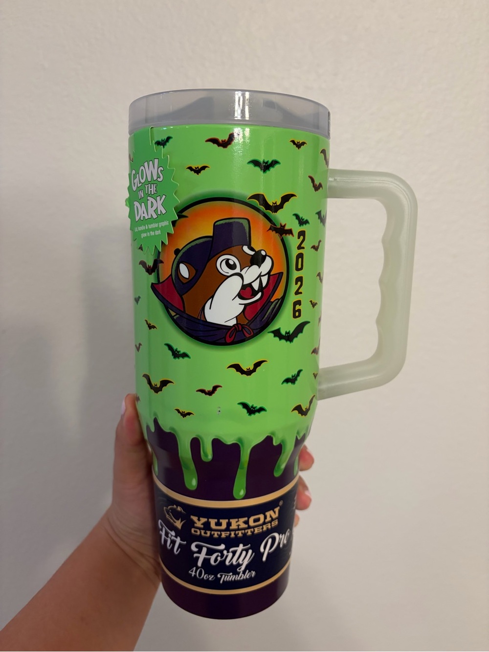 NEW Buc-ees Halloween 2026 Glow In Dark 40oz Tumbler Yukon Outfitters Green Cup